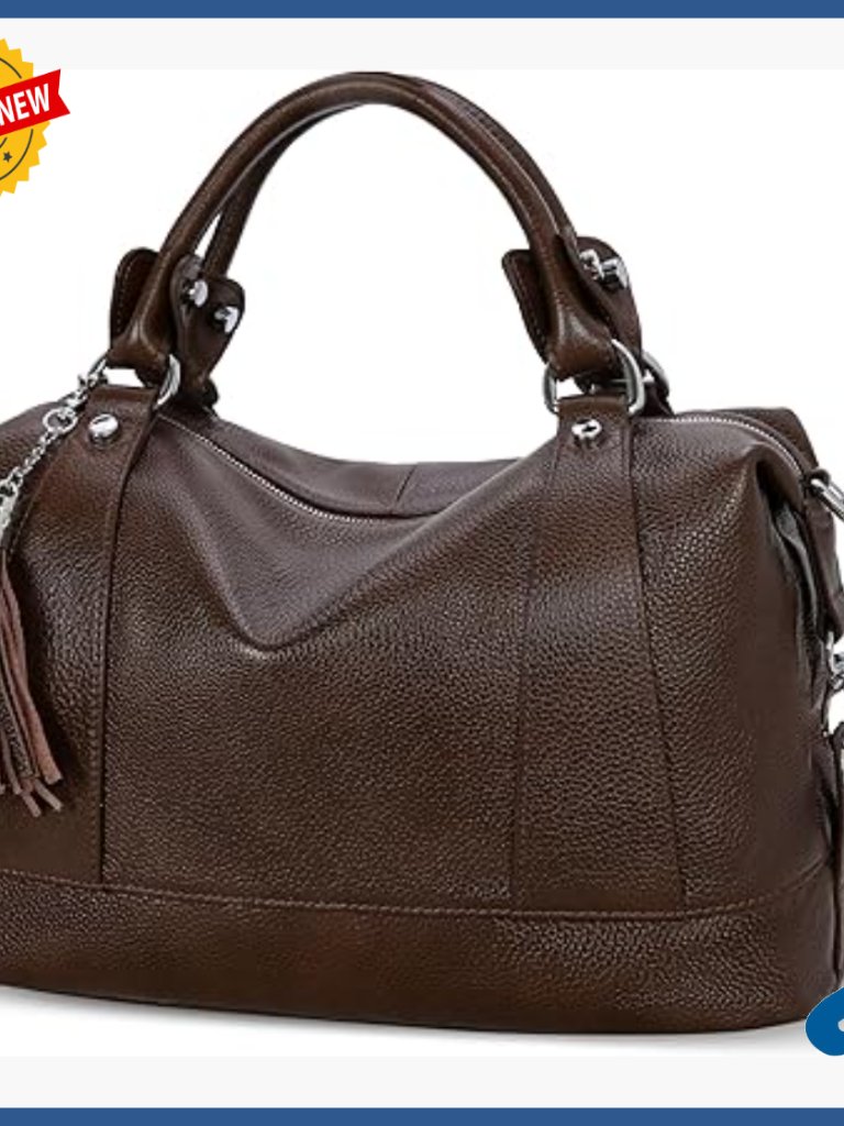 Genuine Leather Satchel Crossbody Tote Bag With Adjustable Strap
